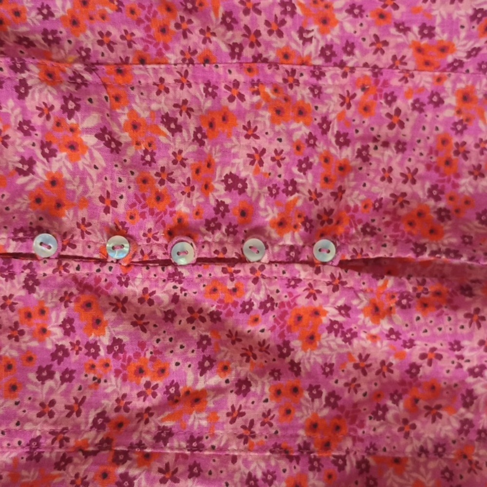 Free People Pink Floral Blouse with Button Detail - Picture 7 of 10